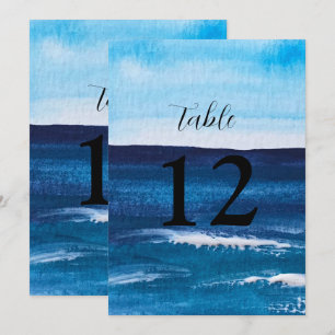 Ocean Waves Beach Destination Blue Table Nummers Kaart