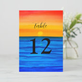 Ocean Waves Beach Destination Sunset Table Nummers Kaart (Staand voorkant)