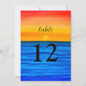 Ocean Waves Beach Destination Sunset Table Nummers Kaart (Achterkant)