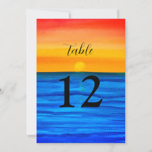 Ocean Waves Beach Destination Sunset Table Nummers Kaart