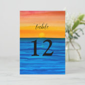 Ocean Waves Beach Destination Sunset Table Nummers Kaart (Staand voorkant)