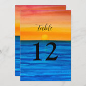 Ocean Waves Beach Destination Sunset Table Nummers Kaart (Voorkant / Achterkant)