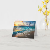 Ocean Waves Beach Gepersonaliseerde bruiloft Dank  Kaart (Gele Bloem)