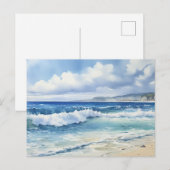 Ocean Waves Beach House Esthetisch Briefkaart (Voorkant / Achterkant)