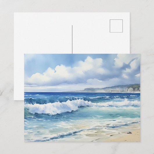 Ocean Waves Beach House Esthetisch Briefkaart (Voorkant / Achterkant)