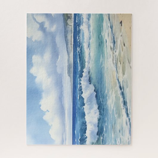 Ocean Waves Beach House Esthetisch Legpuzzel (Verticaal)