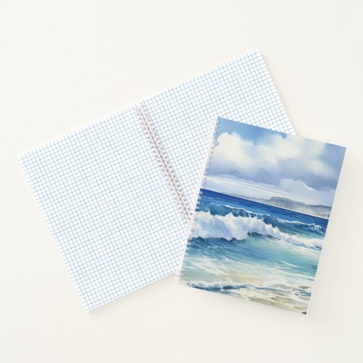 Ocean Waves Beach House Esthetisch Notitieboek (Binnen)