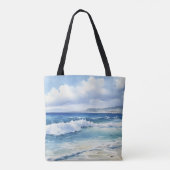 Ocean Waves Beach House Esthetisch Tote Bag (Achterkant)