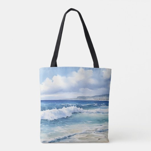 Ocean Waves Beach House Esthetisch Tote Bag (Achterkant)
