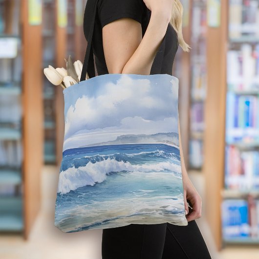 Ocean Waves Beach House Esthetisch Tote Bag