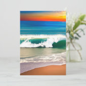 Ocean Waves Beach op Sunset  Beach Bedankkaart (Staand voorkant)