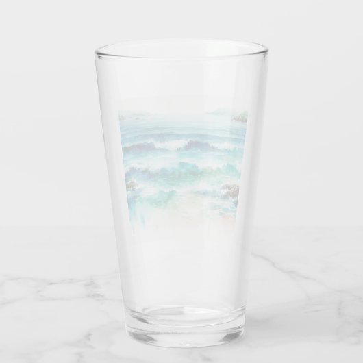 Ocean Waves Beach Waterverf schilderij Glas (Achterkant)