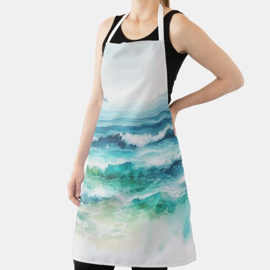 Ocean Waves Beach Waterverf schilderij Schort (Insitu)