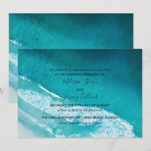 Ocean Waves Beach Wedding Invitation Kaart