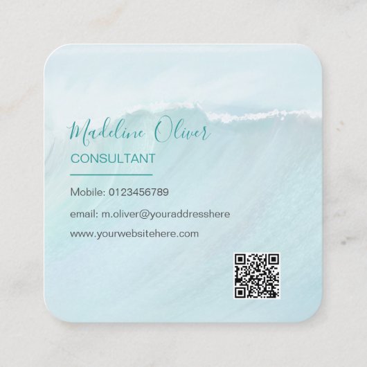 Ocean Waves Beach Zee Reizen QR Code Modern Vierkante Visitekaartje (Achterkant)