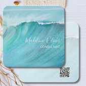 Ocean Waves Beach Zee Reizen QR Code Modern Vierkante Visitekaartje