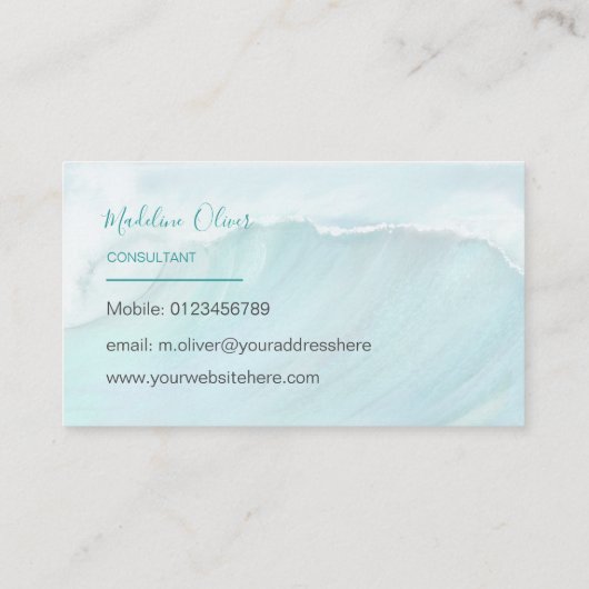 Ocean Waves Beach Zee Travel Blue Moderne Visitekaartje (Achterkant)