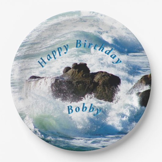 Ocean Waves Birthday Paper Plate Papieren Bordje (Voorkant)