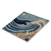 Ocean Waves Blauw en Wit Zee door Moonlight Tegeltje (Zijkant)