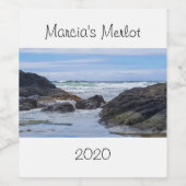 Ocean Waves Blauw Groen Gepersonaliseerd Wijn Etiket (Enkel label)