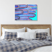Ocean Waves blauw patroonpatroon Canvas Afdruk (Insitu (Slaapkamer))