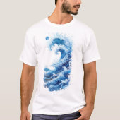 Ocean Waves Blue Graphic op wit T-shirt (Voorkant)