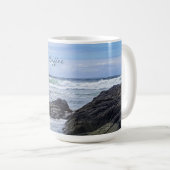 Ocean Waves Blue Green Shoreline Rock Groter forma Koffiemok (Voorkant rechts)