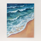Ocean Waves Blue Watercolor Coastal Legpuzzel (Verticaal)