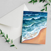 Ocean Waves Blue Waterverf Coastal Briefkaart