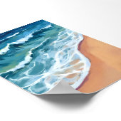 Ocean Waves Blue Waterverf Coastal Poster (Hoek)