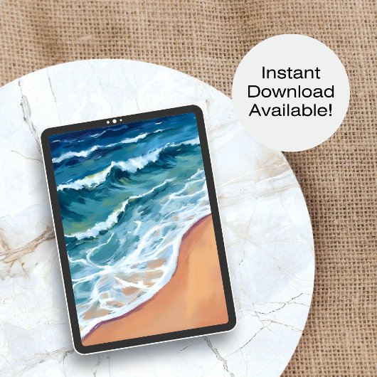 Ocean Waves Blue Waterverf Coastal Poster