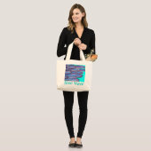 Ocean Waves "Blue Wave" aqua blue art Grote Tote Bag (Voorkant (model))