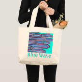 Ocean Waves "Blue Wave" aqua blue art Grote Tote Bag (Voorkant (product))