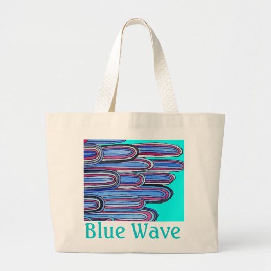 Ocean Waves "Blue Wave" aqua blue art Grote Tote Bag (Voorkant)