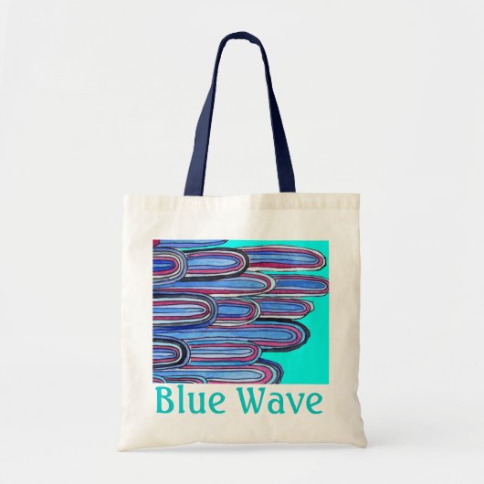 Ocean Waves "Blue Wave" aqua blue art Tote Bag (Voorkant)