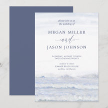 Ocean Waves, Blue, White Waterverf Wedding