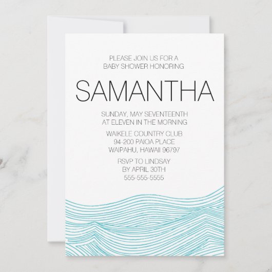 Ocean Waves Bridal of Baby shower Invite Kaart (Voorkant)