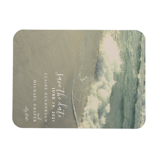 Ocean Waves Bruiloft Bewaar de datum Magneet (Horizontaal)