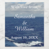 Ocean Waves Bruiloft Dank u Wijn Etiket (Enkel label)