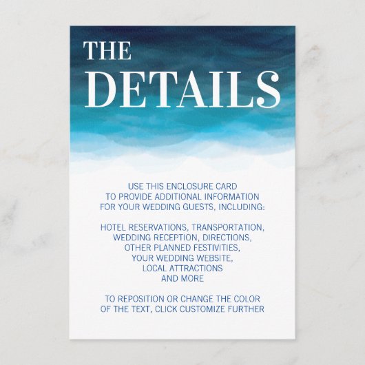 Ocean Waves bruiloft uitnodigingsbijlage Kaart (Voorkant)