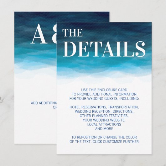 Ocean Waves bruiloft uitnodigingsbijlage Kaart (Voorkant / Achterkant)