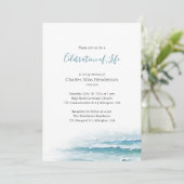 Ocean Waves Celebration of Life Invitation Kaart (Staand voorkant)