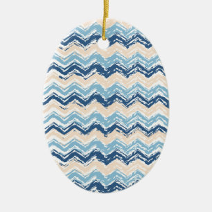 Ocean Waves Chevron Keramisch Ornament
