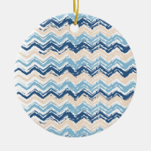 Ocean Waves Chevron Keramisch Ornament