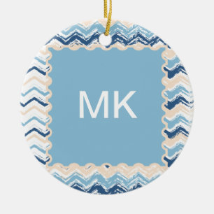 Ocean Waves Chevron Keramisch Ornament
