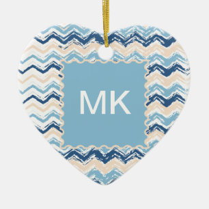 Ocean Waves Chevron Keramisch Ornament