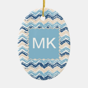 Ocean Waves Chevron Keramisch Ornament
