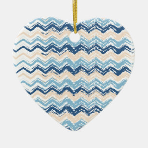 Ocean Waves Chevron Keramisch Ornament