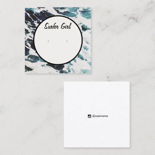 Ocean Waves Coastal Earring Display Card Vierkante Visitekaartje (Voorkant / Achterkant)