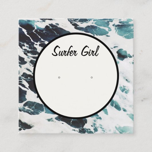 Ocean Waves Coastal Earring Display Card Vierkante Visitekaartje (Voorkant)